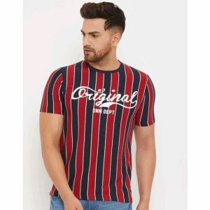 Austin Wood T-shirt For Men Striped Half Sleeve Round Neck T-shirt