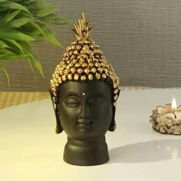 Buddha Head For Good Luck, Positive Fortune, Success, Prosperity & Home Décor - 14 cm