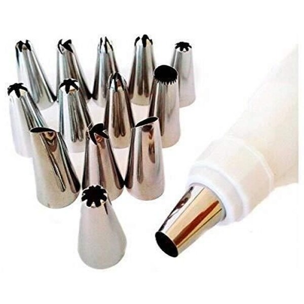 Cake Decorating Tool Set - 12 Nozzle & 1 Reusable Icing Bag Kit Cake Decoration